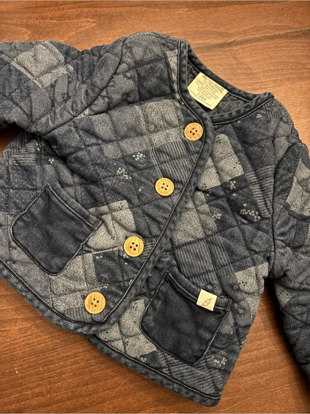 Quilted Navy Cotton Jacket with Button Front